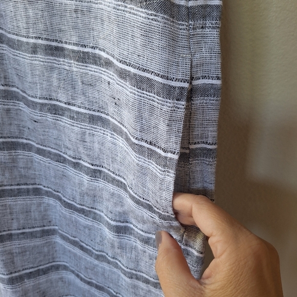 Habitat Womens Knee-Length Linen Shift Tank Dress. Gray Striped Size S - Picture 5 of 8